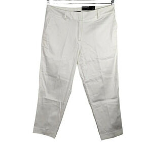 George White Sateen Ankle Crop Pants Women Size 14 Pockets
